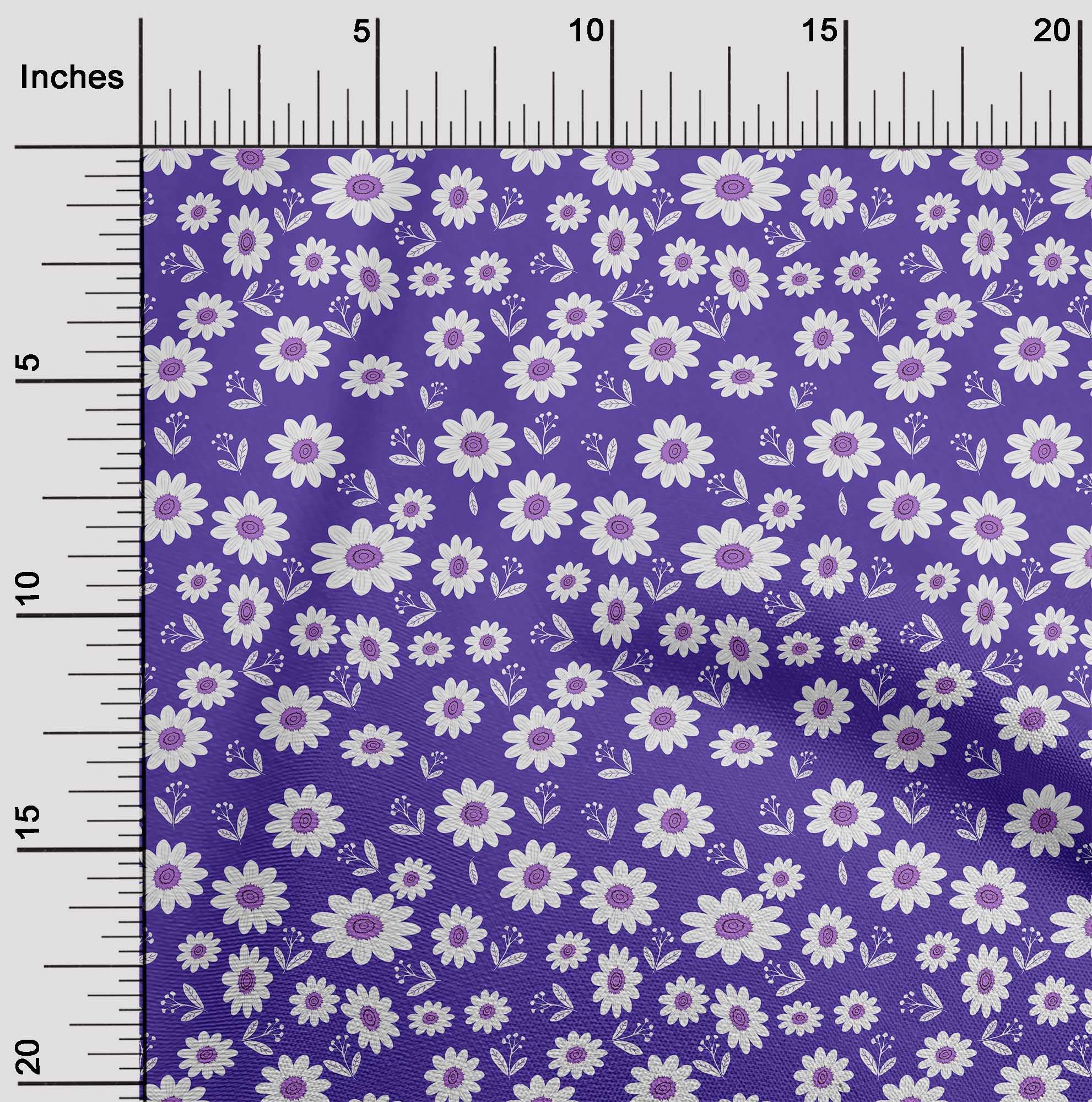 oneOone 100% Cotton Poplin Purple Floral Print Fabric by The Yard - 42 Inch Wide for DIY Kids Clothing, Dresses & Sewing Projects | Soft, Durable & Easy to Sew