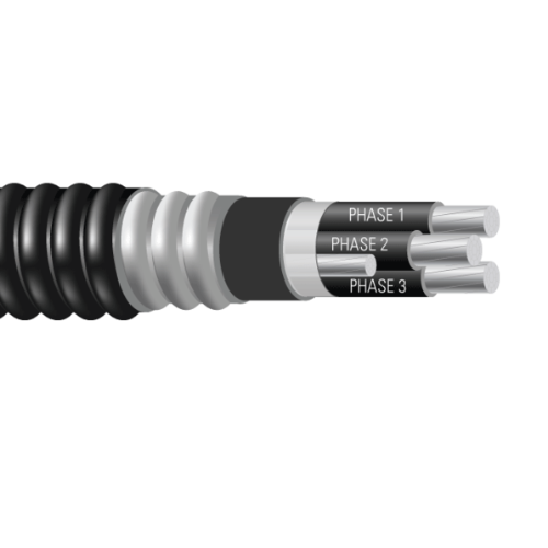 1 AWG 3C TECK 90 Aluminum Interlocked Armor Power Cable with PVC Jacket 1000V - Heavy Duty Electrical Wiring for Industrial, Commercial, and Outdoor Applications