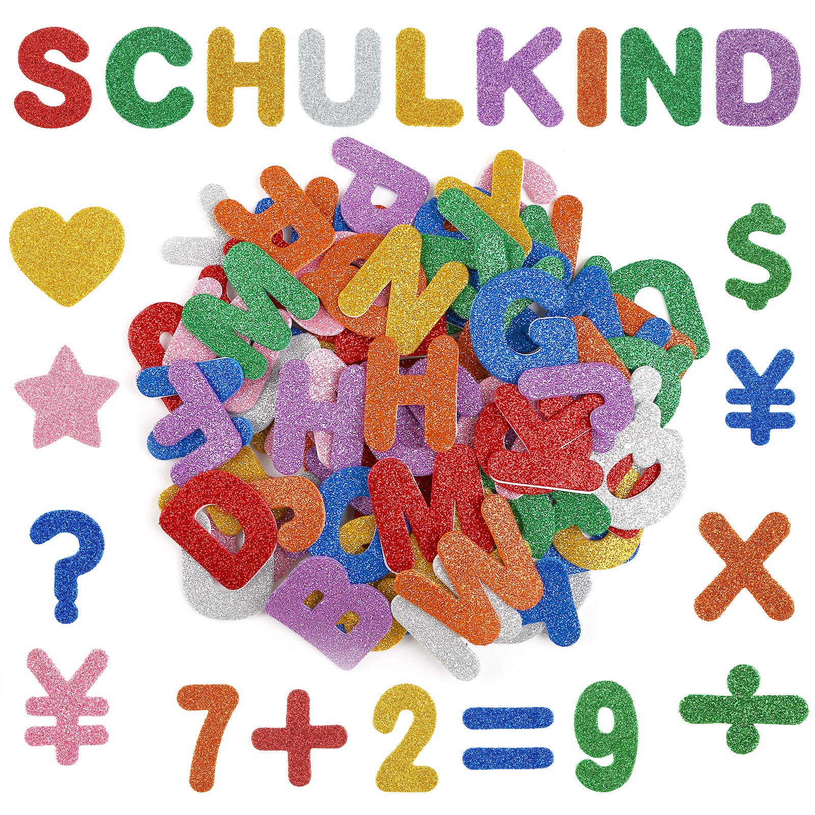 220PCS Foam Letters and Numbers Stickers - 1.5 Inch Glitter Alphabet Self-Adhesive Stickers for Kids, Classroom Decor, Scrapbooking, DIY Crafts, and Back to School Supplies