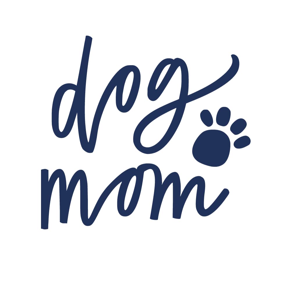 Dog Mom Iron On Decal - Customizable Size & Color Heat Transfer Vinyl for DIY T-Shirts - Perfect Pet Owner Gift - Navy Blue Vinyl Applique for Clothing, Bags & Hats - Great for Dog Lovers & Personalized Gifts