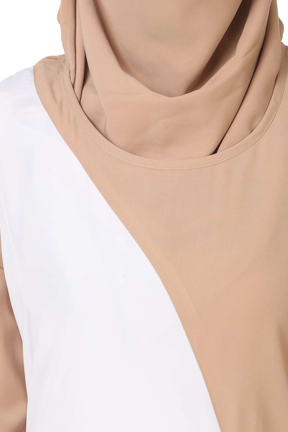 Elegant Dual Color Asymmetric Panel Abaya Dress - Modest Islamic Fashion for Women - Perfect for Prayer, Mosque, and Special Occasions