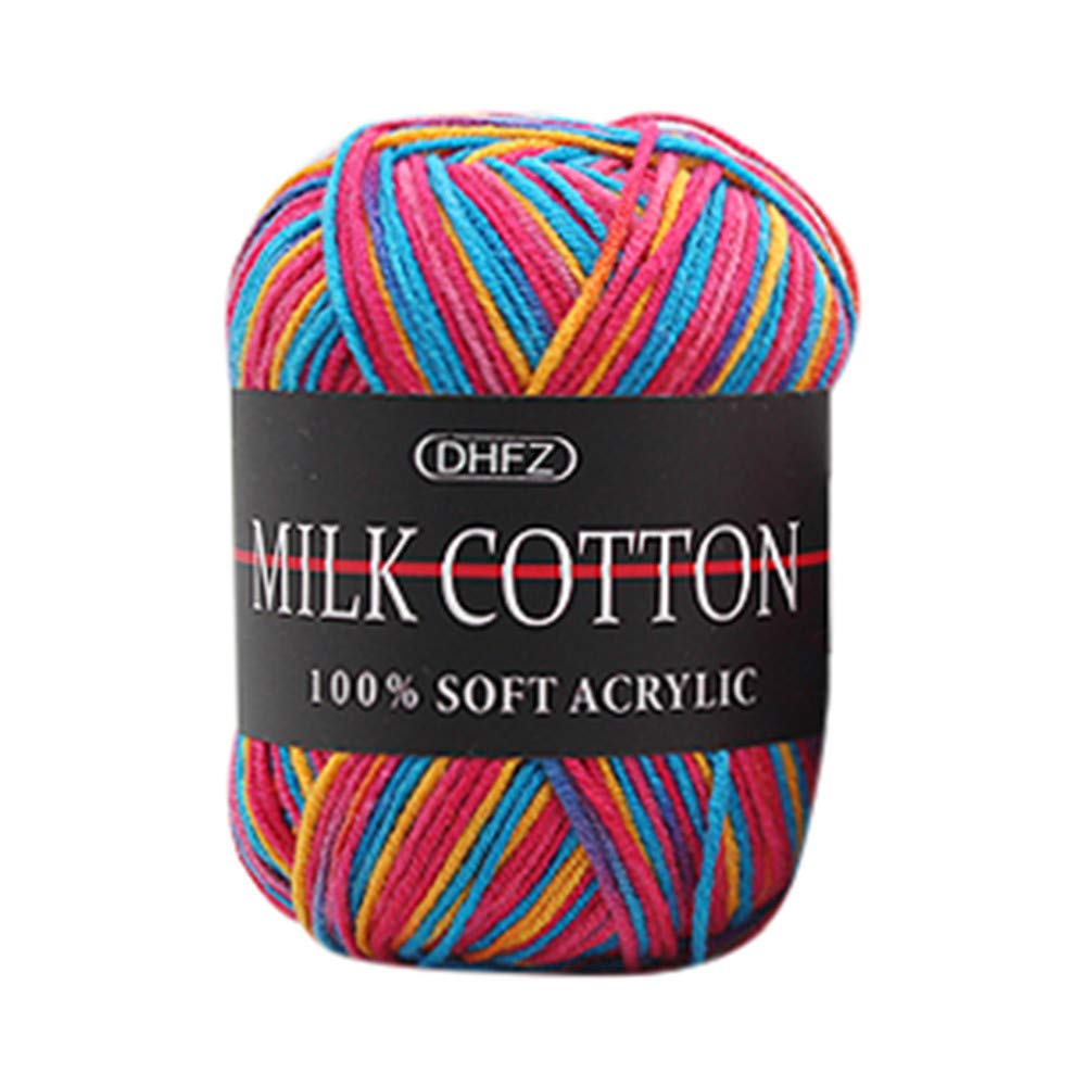 Yu2d 50g Soft Baby Cotton Wool Yarn for Hand Knitting & Crochet - Milk Soft Multicolor Yarn for DIY Baby Blankets, Scarves & Amigurumi Toys