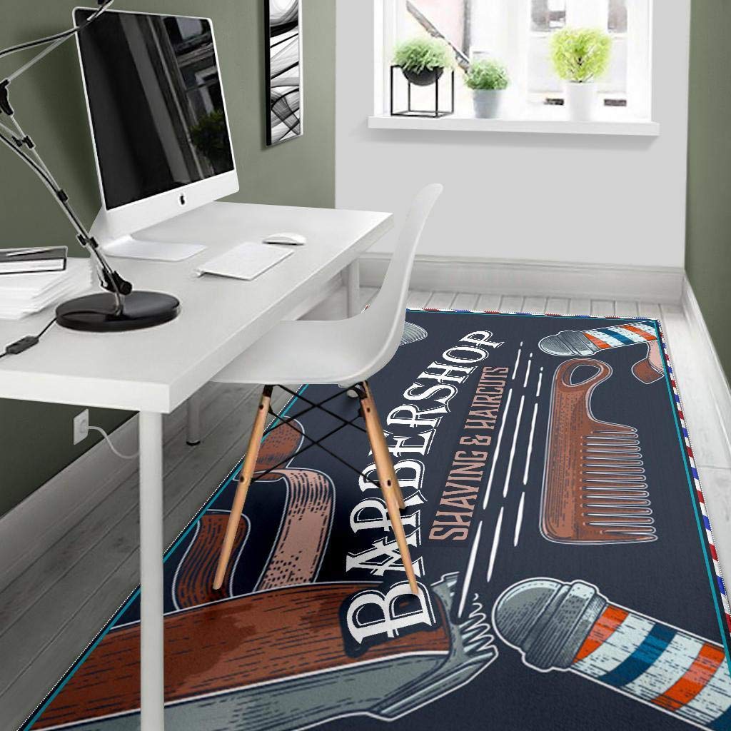 Barber Shop Area Rug - Non-Slip Floor Carpet for Living Room, Dining Room, Bedroom, Kitchen & Nursery | Durable Yoga Mat Alternative for Home Decor & Fitness Use