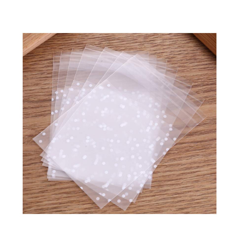 100pcs Self-Adhesive Treat Bags - White Polka Dot 7x7cm for Party Favors & Candy Gifts