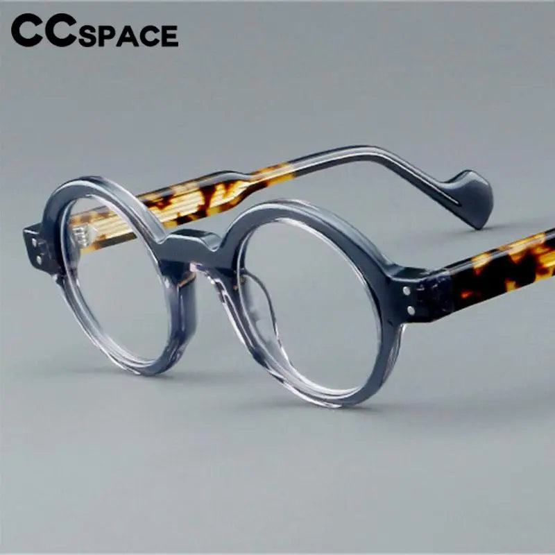 CCspace Unisex Full Rim Round Acetate Eyeglasses 57257 - Stylish Lightweight Frame for Men & Women - Perfect for Reading, Work, and Everyday Fashion