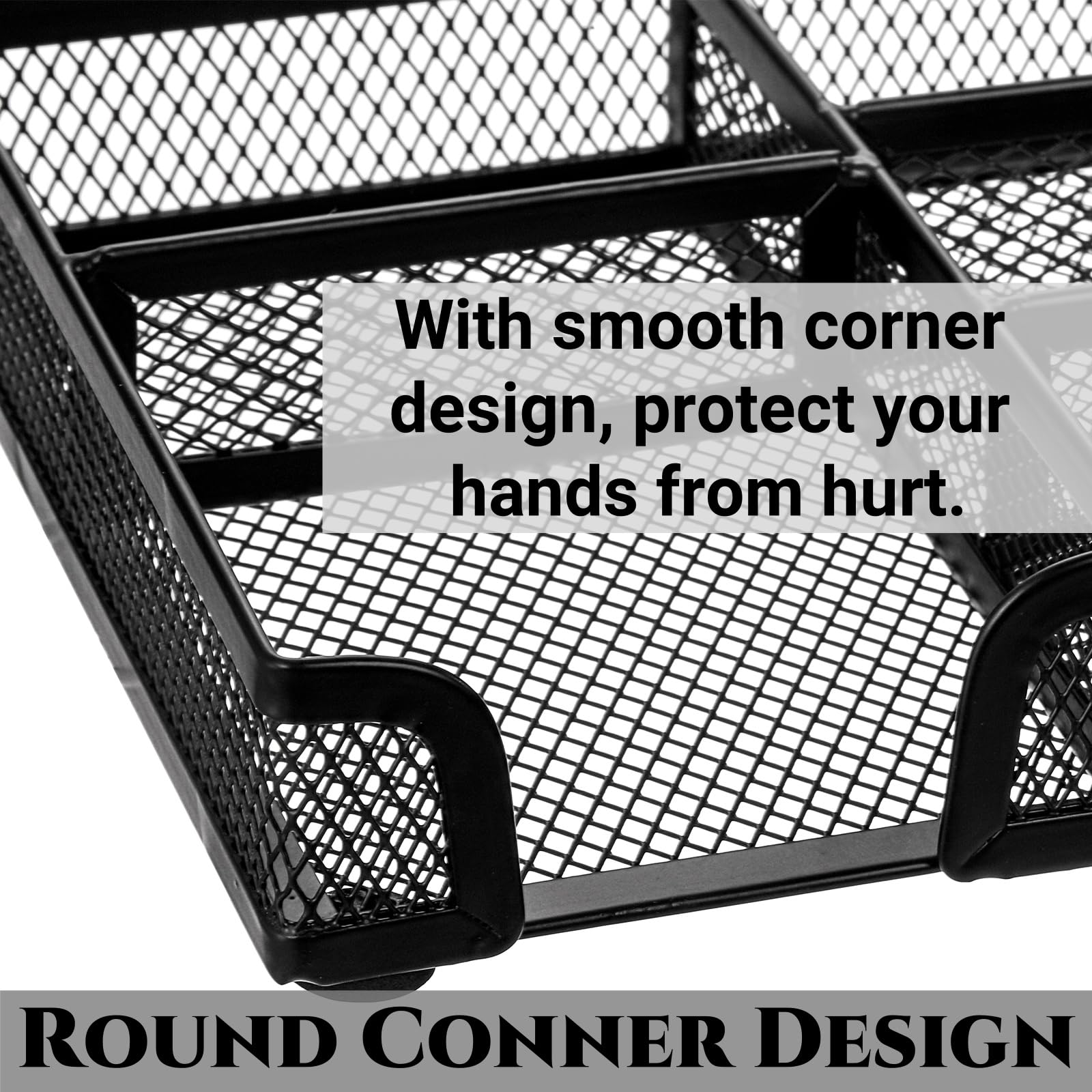 2-Pack Metal Mesh Desk Drawer Organizer with 6 Compartments - Black Office Tray & Pen Storage Box for Home, School, Kitchen - Perfect for Organizing Stationery, Makeup, and Office Supplies