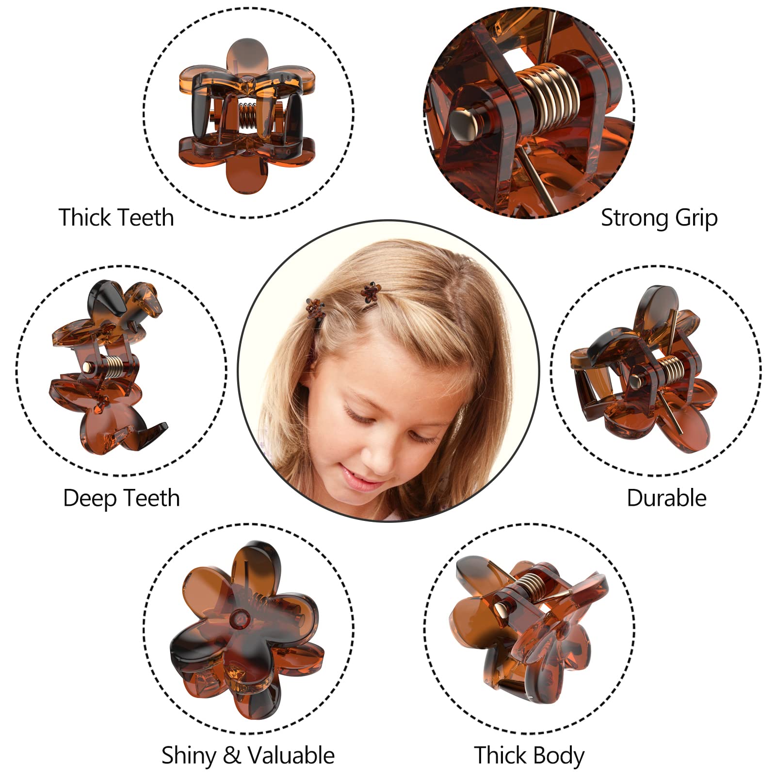 100 Mini Flower Hair Clips for Women - Creaseless Styling Claw Clips for Bangs & Tiny Hair - Perfect for Everyday, Parties & Weddings