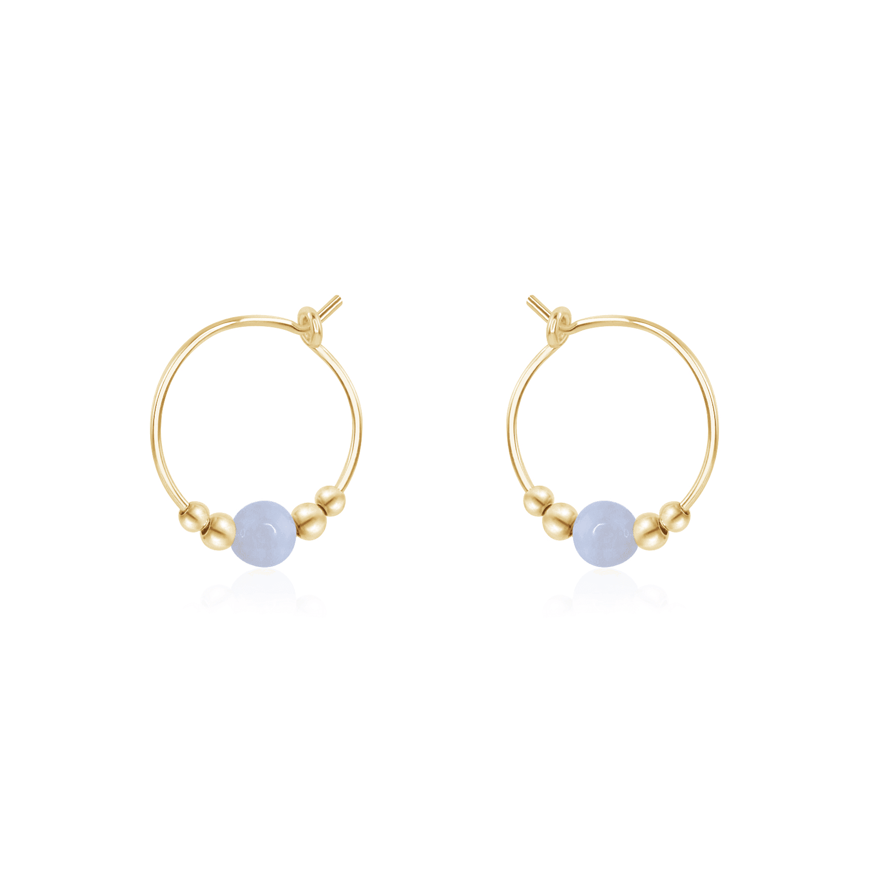 Tiny Blue Lace Agate Bead Hoop Earrings for Women - Natural Stone Dangle Jewelry - Perfect for Everyday Wear, Office & Special Occasions