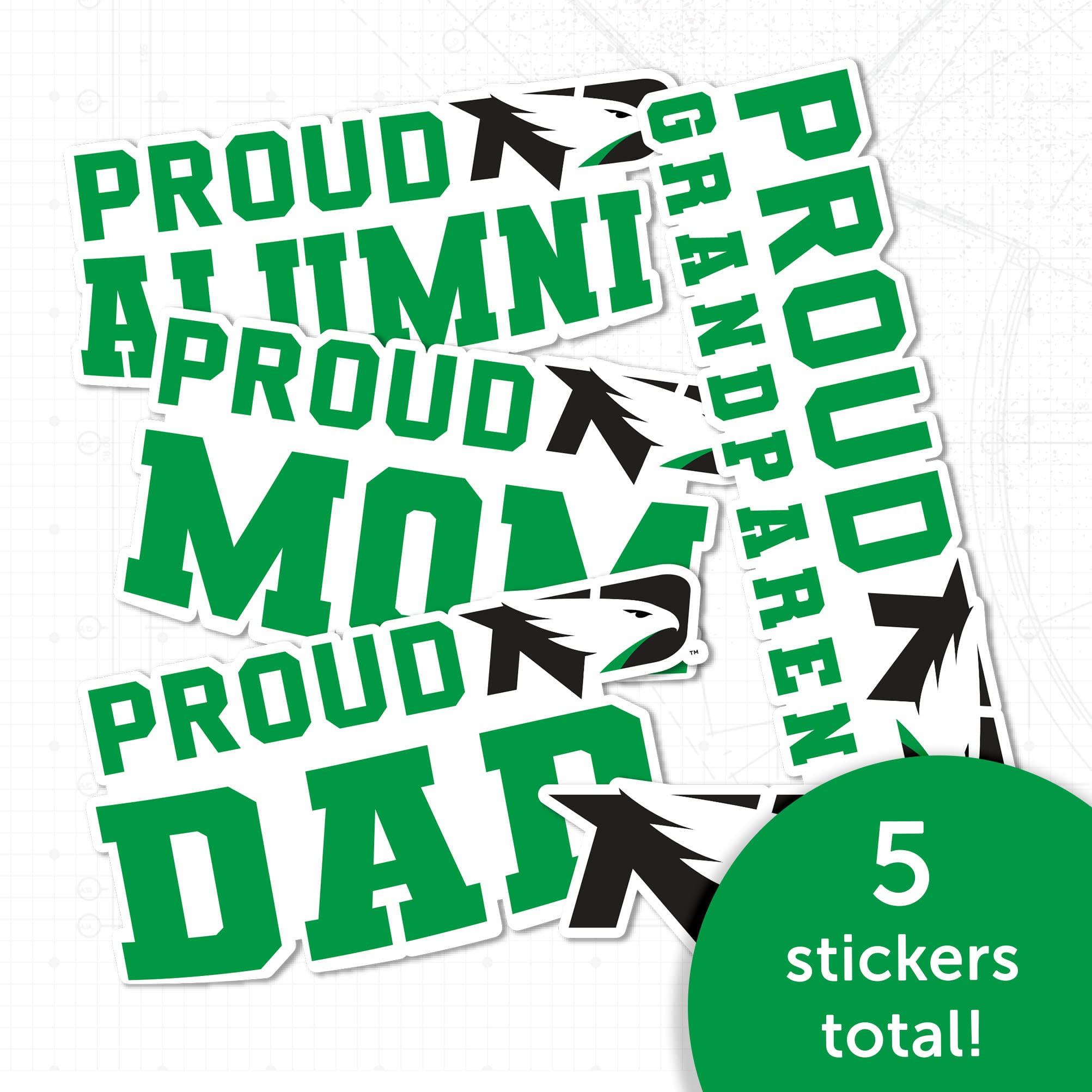 University of North Dakota UND Fighting Hawks Vinyl Decal Sticker Set - Desert Cactus Design for Laptop, Water Bottle, Car, Scrapbook (Family Full Sheet) - Perfect for School Spirit, College Pride & Fan Gifts