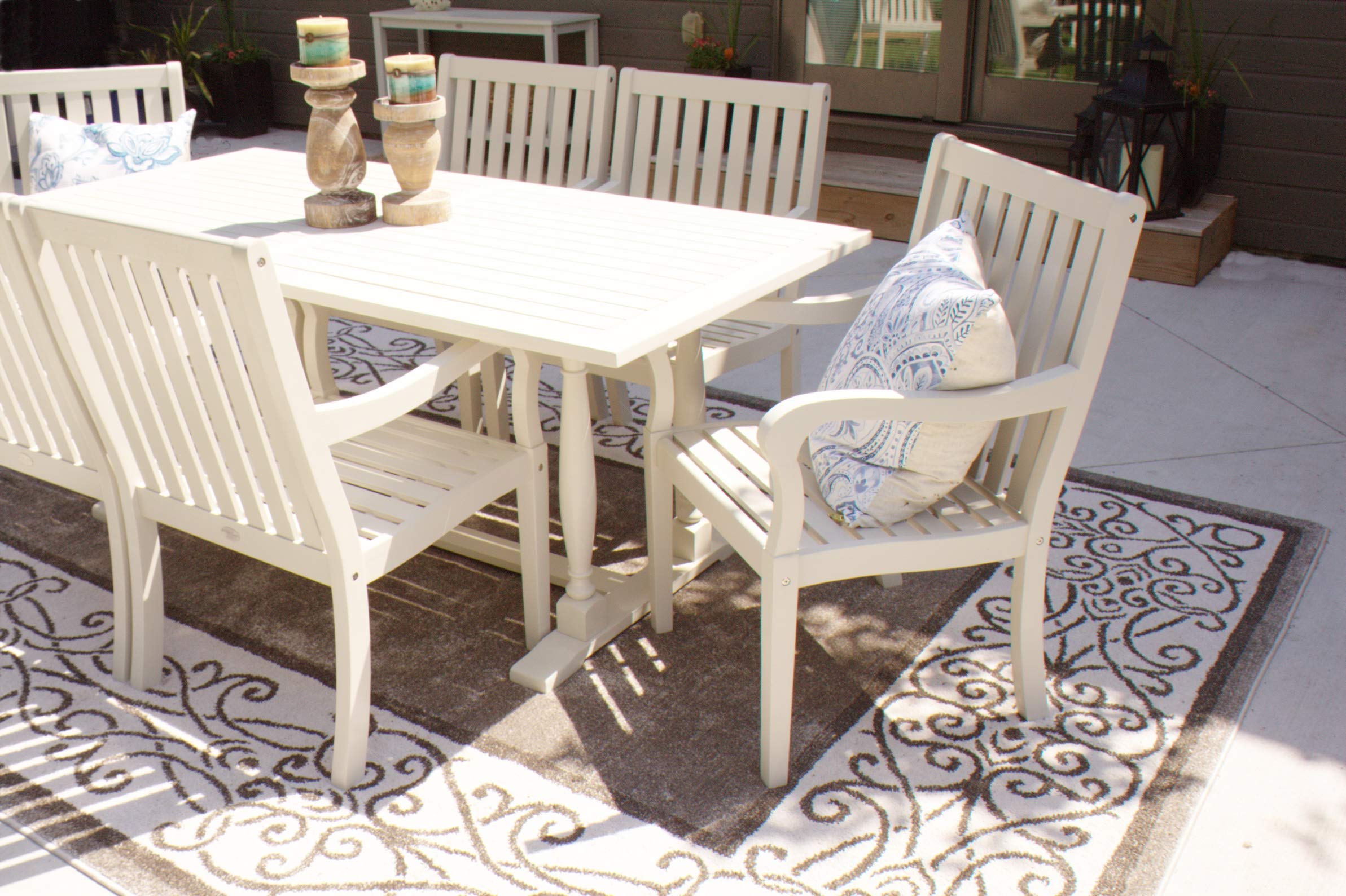 Pebble Lane Living Captains Dining Chairs Set of 2 - Light Gray Solid Wood with Rounded Arms & All-Weather Upholstery - Perfect for Kitchen, Dining Room, or Outdoor Patio Furniture