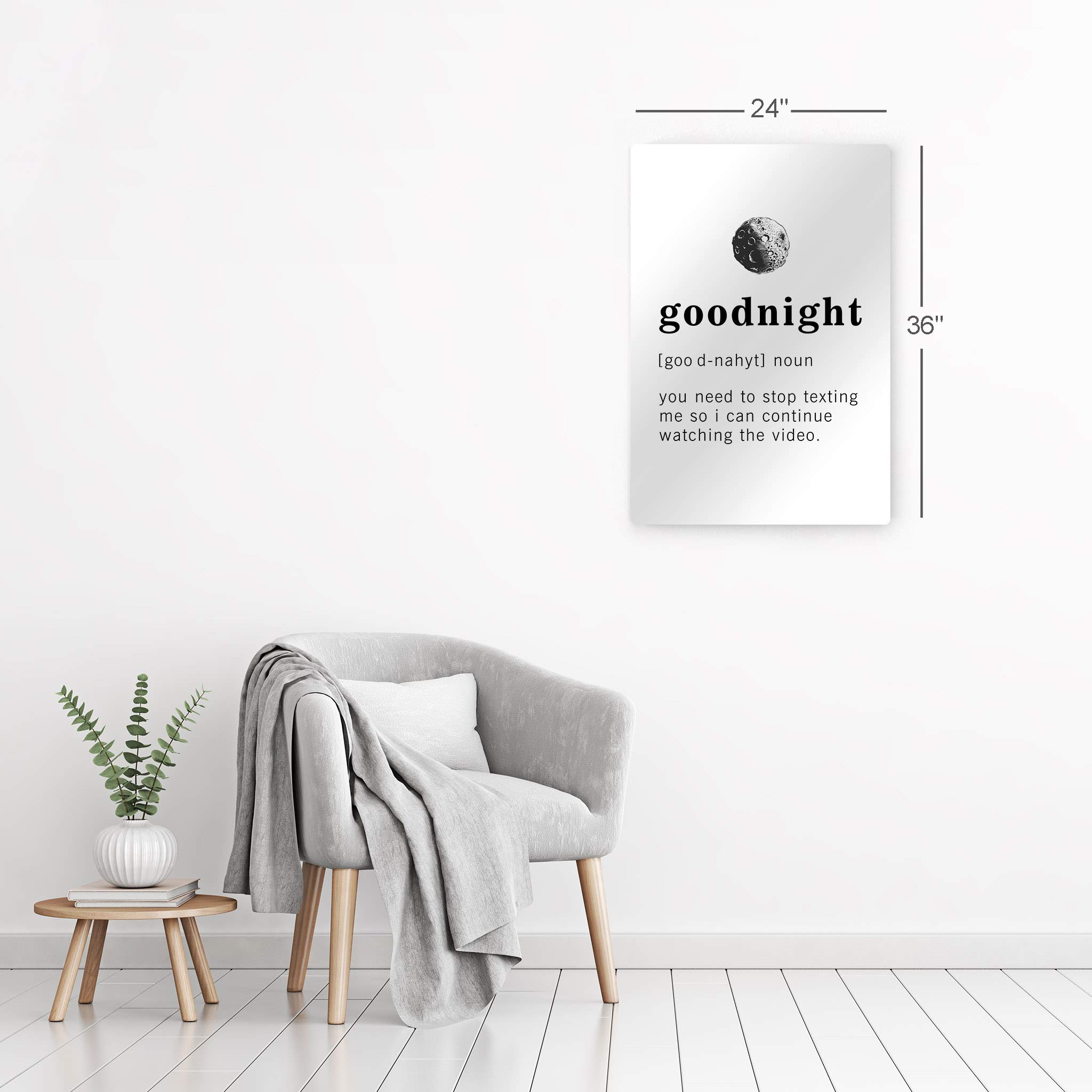 Funny Noun Dictionary Definition of Goodnight Metal Print - Inspirational Quote Sign for Office, Living Room, Bedroom & Bathroom - Ready to Hang Wall Art Home Decor - Made in USA (40x30) - Perfect for Gifts, Housewarming & Adding Humor to Any Space