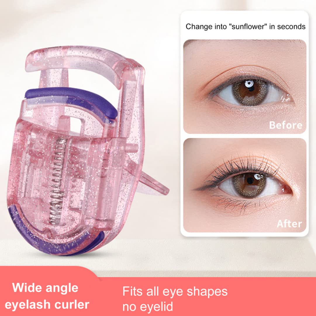 Professional Eyelash Curler Set - Mini Pink Shiny Lash Curler & Applicator Tool for Beginners & Experts (2PCS) - Perfect for Daily Makeup, Salon Use & Travel Beauty Essentials