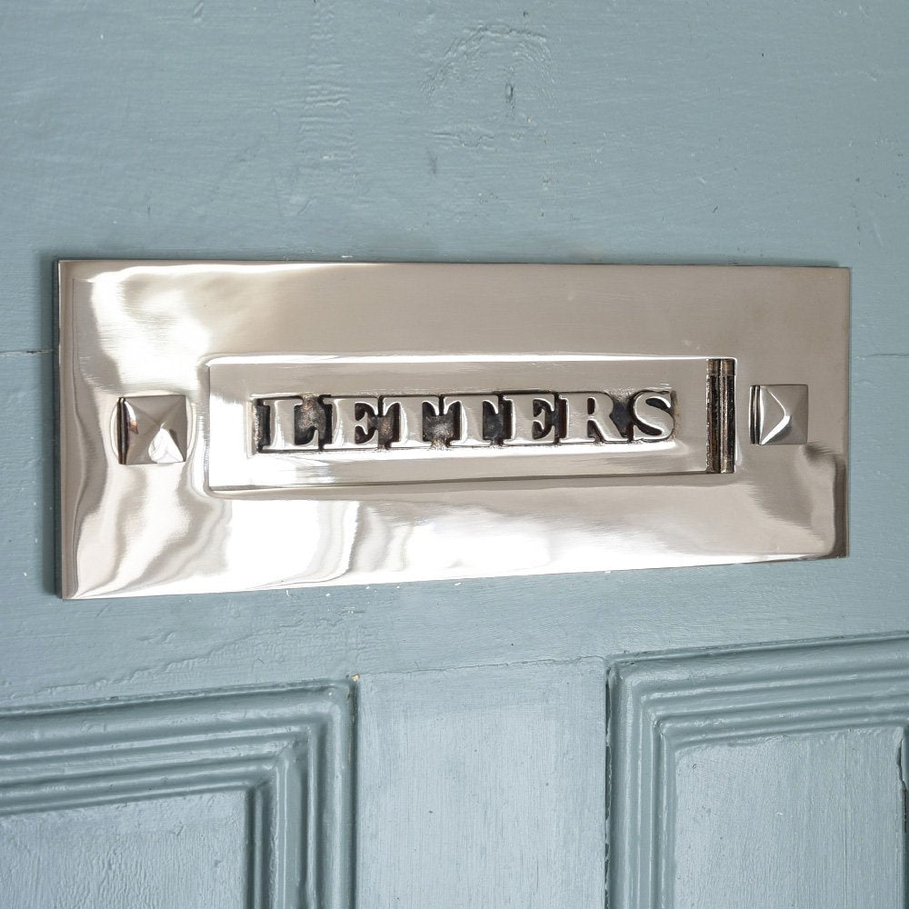 Vintage Nickel Classic Letter Plate - Elegant Mail Slot for Doors - Perfect for Home, Office & Vintage Decor