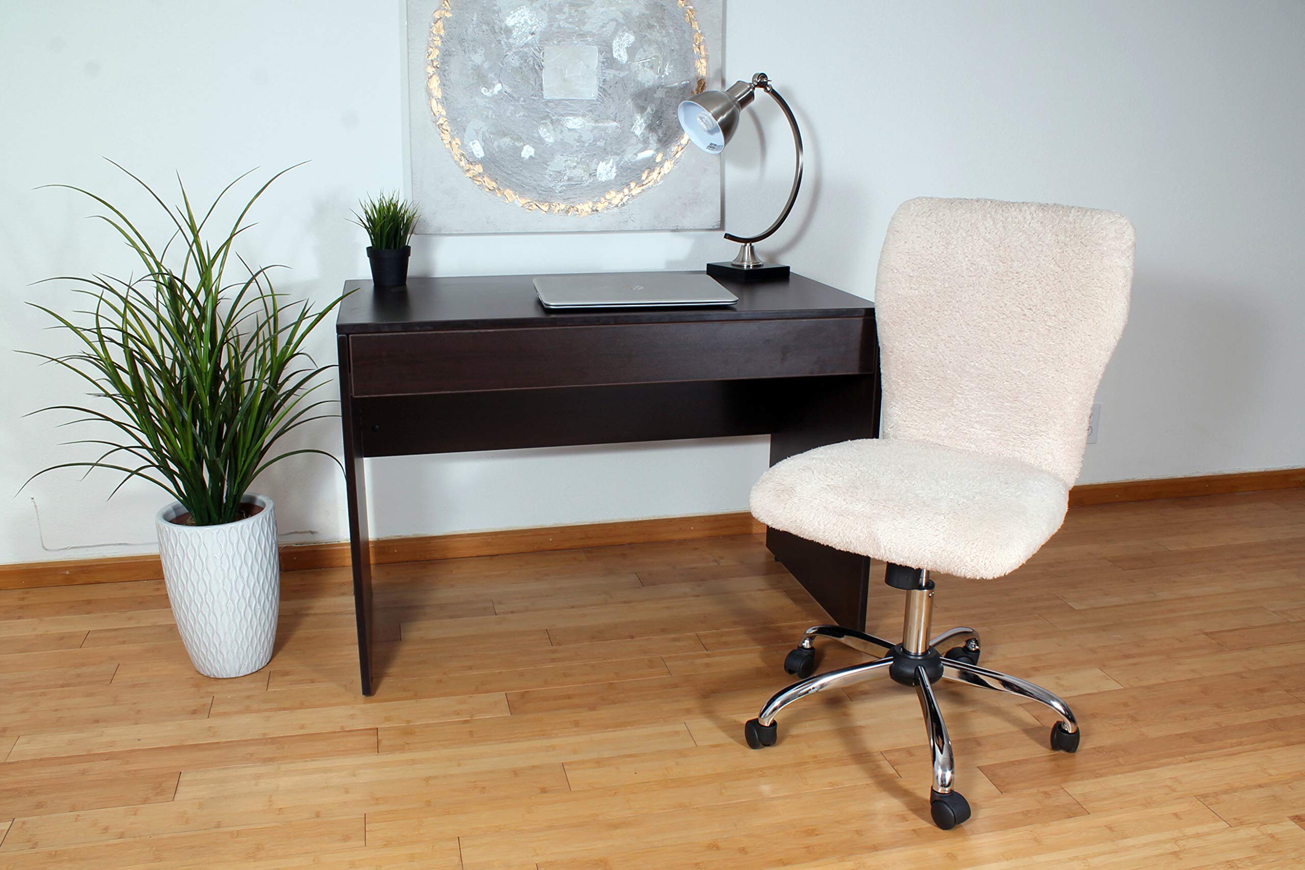 Premium Cream Tiffany Fur Modern Office Chair - Ergonomic Executive Desk Chair for Home & Office - 1 Count - Luxurious Makeup Vanity Chair for Women, Boss Office Products