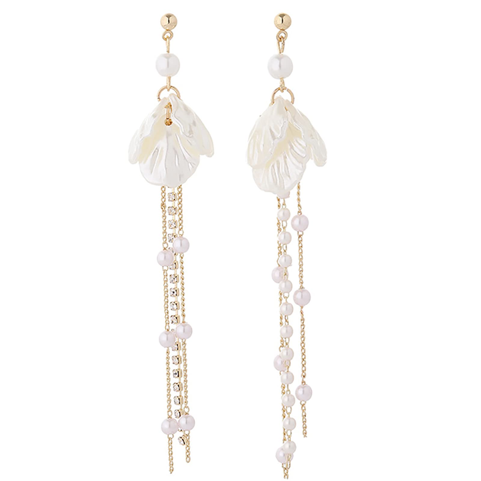 14K Gold Plated White Pearl Drop Dangle Earrings for Women - Hypoallergenic Elegant Wedding Bridal Jewelry - Perfect for Bridal Party, Anniversary Gifts & Special Occasions