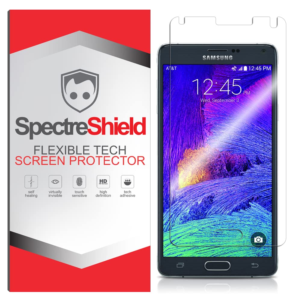 Premium Spectre Shield Screen Protector for Samsung Galaxy Note 4 - Case-Friendly, Flexible TPU Film with Full Coverage - Perfect for Daily Use, Travel & Work Protection