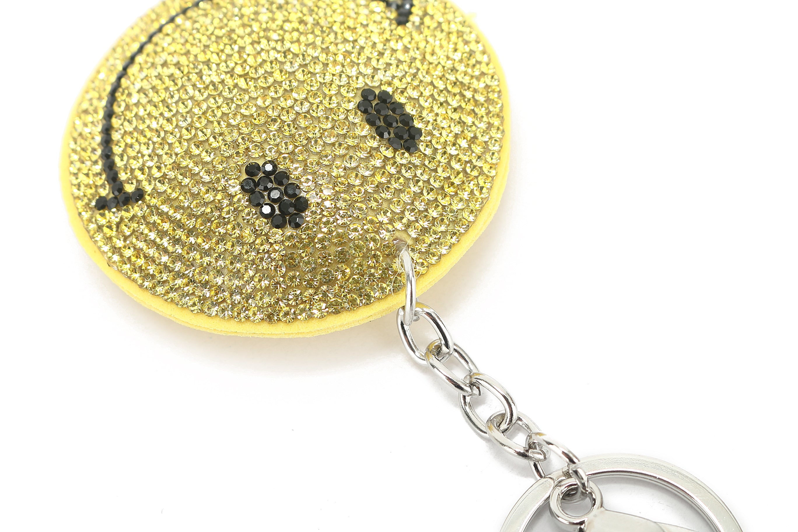 Crystal Smiley Face Yellow Bag Charm - Cute & Stylish Accessory for Handbags, Backpacks, and Keychains | Perfect Gift for Women & Girls
