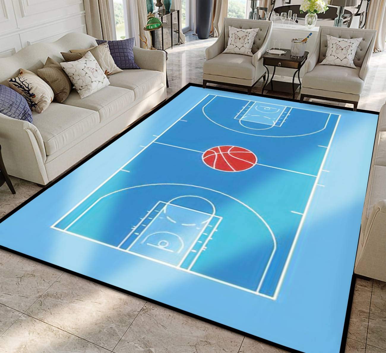 Premium Non-Slip Blue Basket Weave Rug - Soft Indoor/Outdoor Carpet for Living Room, Bedroom, Kids Room - Modern Home Decor, Yoga Mat, Runner & Doormat - Perfect for Cozy Spaces, Play Areas & Entryways