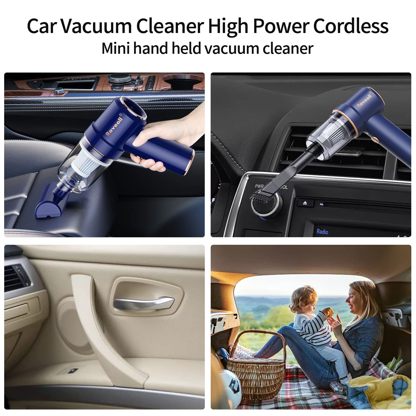 2-in-1 Cordless Handheld Vacuum Cleaner & 80,000 RPM Air Duster - USB Rechargeable Mini Vacuum for Car, Home, Computer Keyboard, Pet Hair | Portable Dust Blower for Cleaning Cars, Electronics, Furniture & Small Spaces