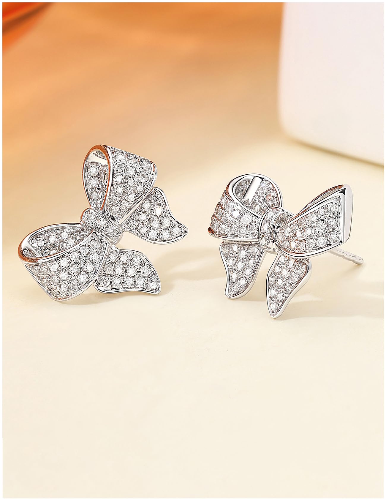 Gold & White Gold Bow Stud Earrings for Women - CZ Crystal Bow Knot Earrings - Elegant Gift for Bridesmaids, Birthday, Anniversary & Everyday Wear