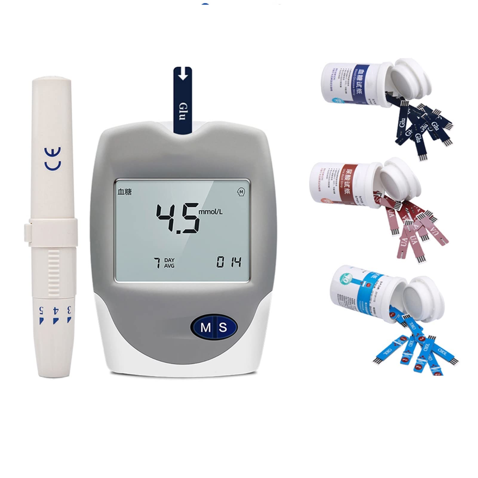 HEYUANPIUS 3-in-1 Blood Glucose, Cholesterol & Uric Acid Monitor Kit - Accurate Diabetes & Gout Testing Device with Test Strips - Home Health Care for Glucose Tracking & Wellness Management