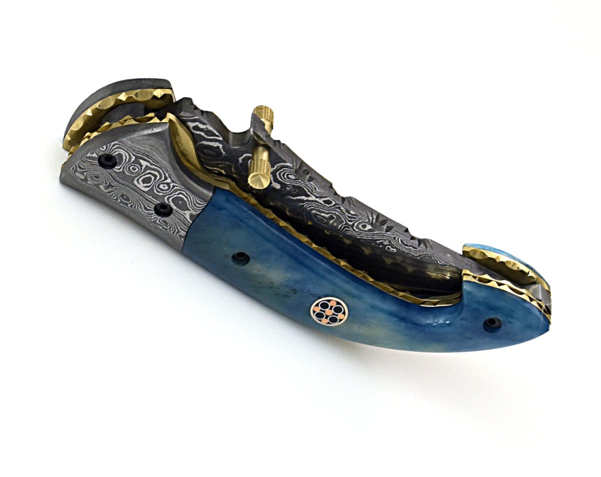 Premium Dionysus Gentleman's Pocket Knife - Handcrafted Bone Handle & Genuine Leather Sheath - Perfect for Outdoor Adventures, Camping, and Everyday Carry (EDC)
