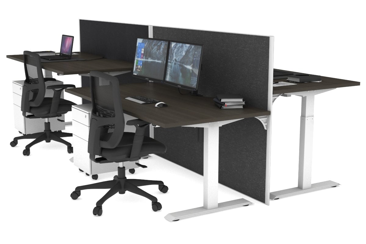 Just Right Height Adjustable 4-Person Workbench | 1400L x 800W Office Desk with Cable Management | Perfect for Team Collaboration & Computer Workstations
