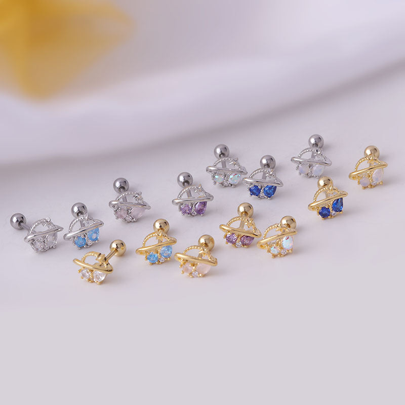 20G Cartilage Tiny Planet Tragus Stud Earrings - Minimalist Celestial Body Jewelry for Women | Perfect for Daily Wear, Parties & Special Occasions | HSPJ663