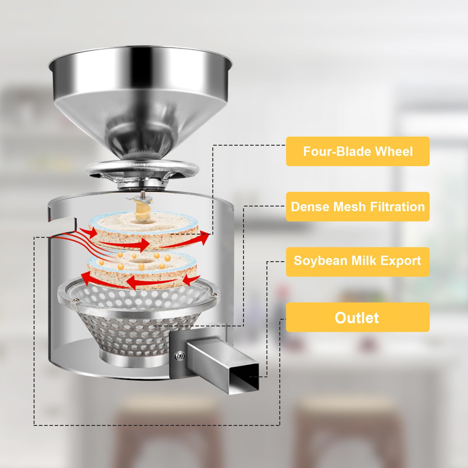 Electric Peanut Butter Maker Machine - 1100W Commercial Nut Grinder for Peanuts, Almonds, Cashew & Sesame - 33lb/h Capacity, 110V - Perfect for Home Kitchens, Bakeries & Healthy Snack Shops