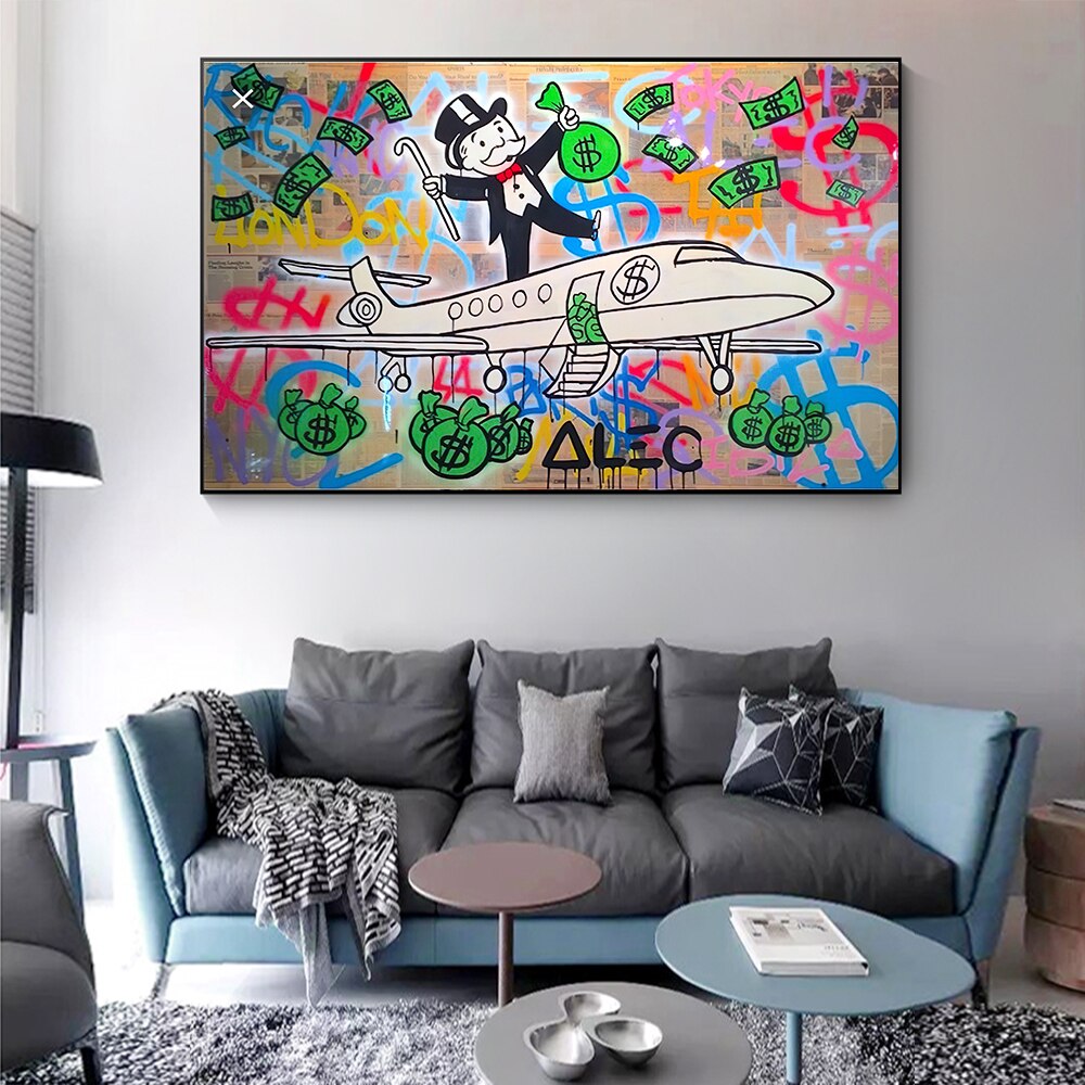 Alec Monopoly Private Jet Canvas Art Print - Wall Decor for Home, Office & Gifting | Pop Culture Artwork for Gamers & Collectors
