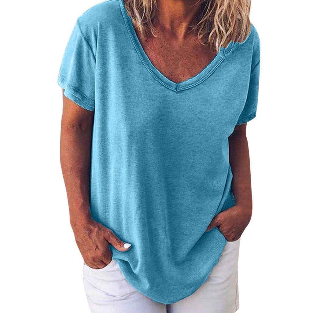 Women's Floral V-Neck Sleeve Summer Tops - Casual Tunic Tee Shirt for Women | Perfect for Beach Outings, Vacation Wear & Everyday Comfort