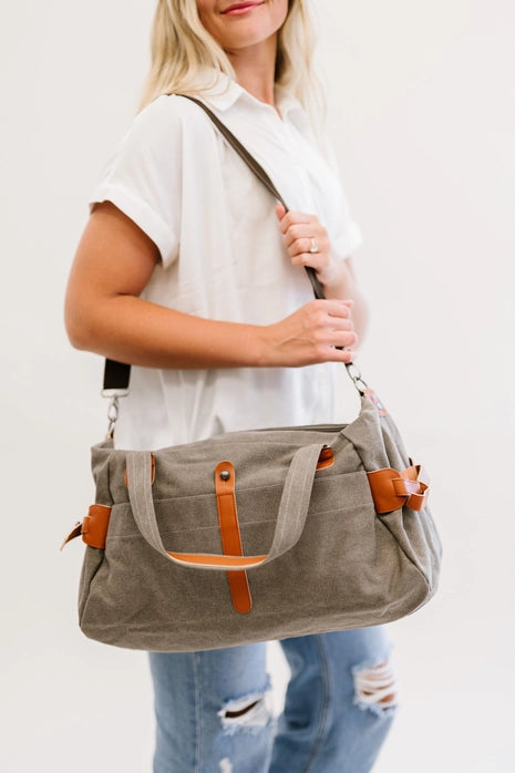 Hayley Canvas Crossbody Tote Duffle Bag - Stylish & Durable Multi-Purpose Shoulder Bag for Women | Perfect for Travel, Gym, Work & Everyday Use