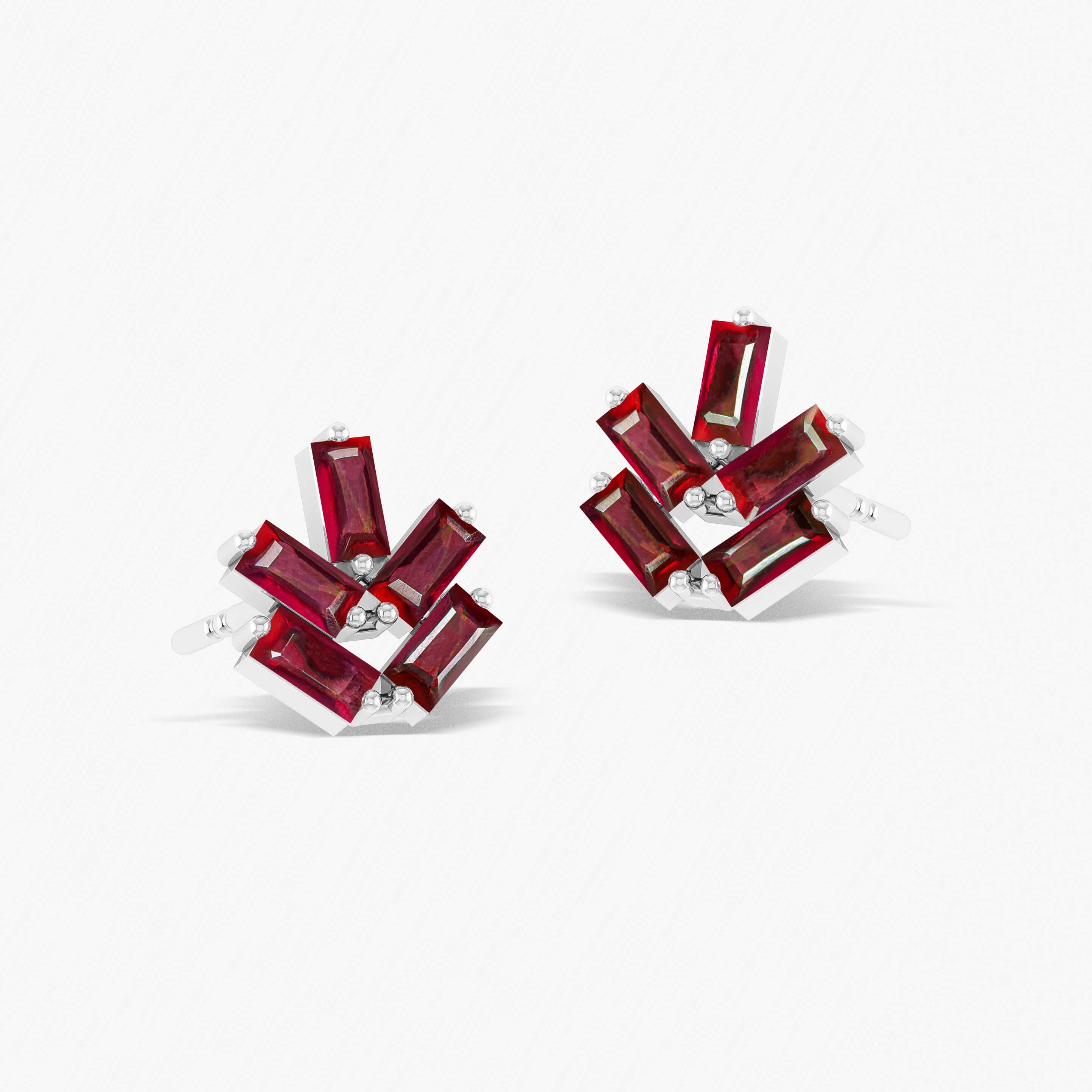 Red Ruby Baguette Stud Earrings for Women - Genuine Gemstone Jewelry for Everyday Wear & Special Occasions
