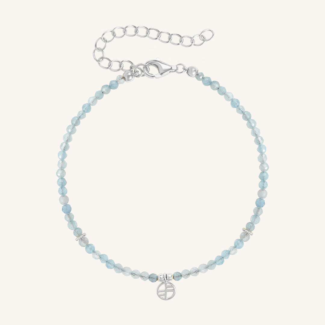 March Birthstone Bracelet for Women - Aquamarine Gemstone Beaded Jewelry Gift for Birthday, Anniversary & Mother's Day - Perfect for Everyday Wear & Special Occasions