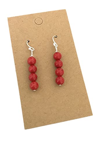 Red Sea Coral Sterling Silver Earrings - Handmade Dangle Earrings for Women, Natural Gemstone Jewelry Gift for Her | Perfect for Beach Weddings, Summer Parties & Boho Fashion