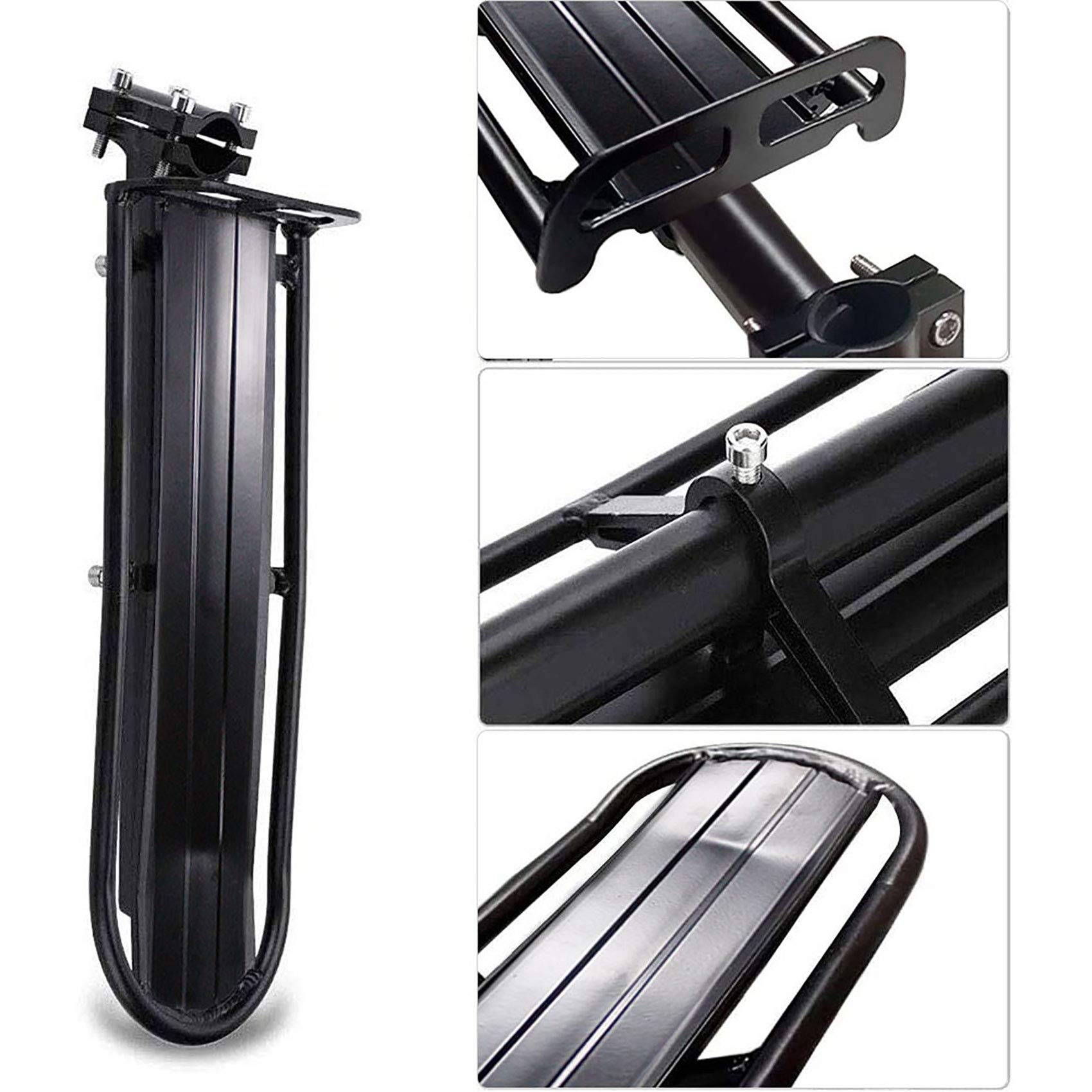 Adjustable Bike Cargo Rear Rack - Retractable Bicycle Luggage Carrier for Mountain/Road Bikes - Heavy Duty Black Bike Rack for Commuting, Touring & Outdoor Adventures