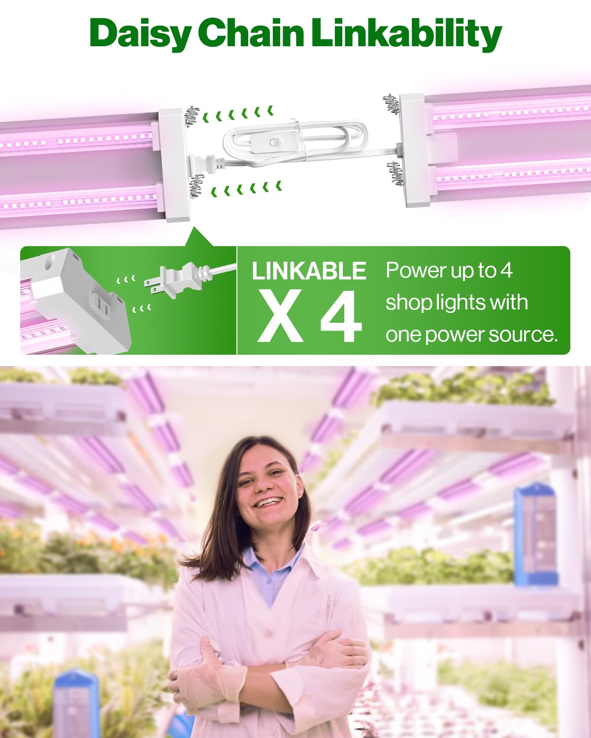 Sunco 4FT LED Grow Lights for Indoor Plants - 40W Full Spectrum Greenhouse Lighting, Hanging Suspended Fixture with Linkable Design (4 Pack) - Perfect for Seedlings, Vegetables, Flowers - Ideal for Hydroponics, Home Gardening & Commercial Greenhouses