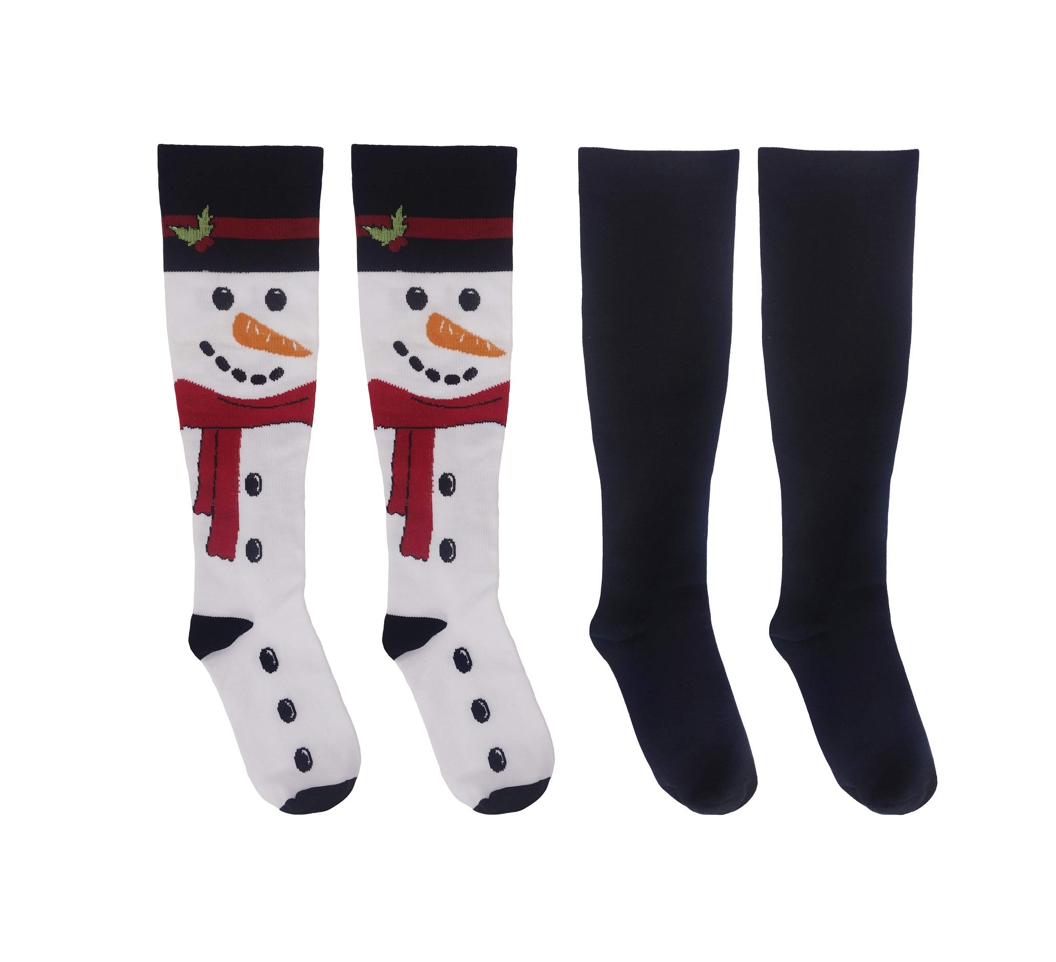 Mirabeau Fashion Knee High Compression Socks for Women & Men - 2 Pairs (Black/White) - Best for Running, Travel & Varicose Vein Relief - Doctor Recommended Support Socks