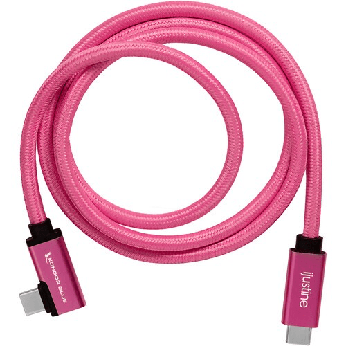 Kondor Blue iJustine USB C 3.2 Gen 2 Right Angle Cable - 3ft Pink Fast Charging Cord for MacBook Pro, iPad Pro, Samsung Galaxy - Perfect for Home Office & Travel Accessories