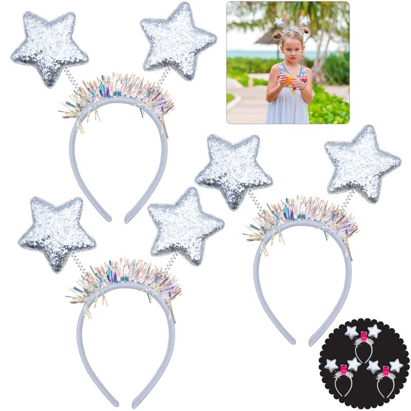 Sparkly Snowflake & Star Christmas Headbands for Women & Girls - Festive Holiday Party Hair Hoops - Perfect for Xmas Celebrations, Office Parties & Family Gatherings