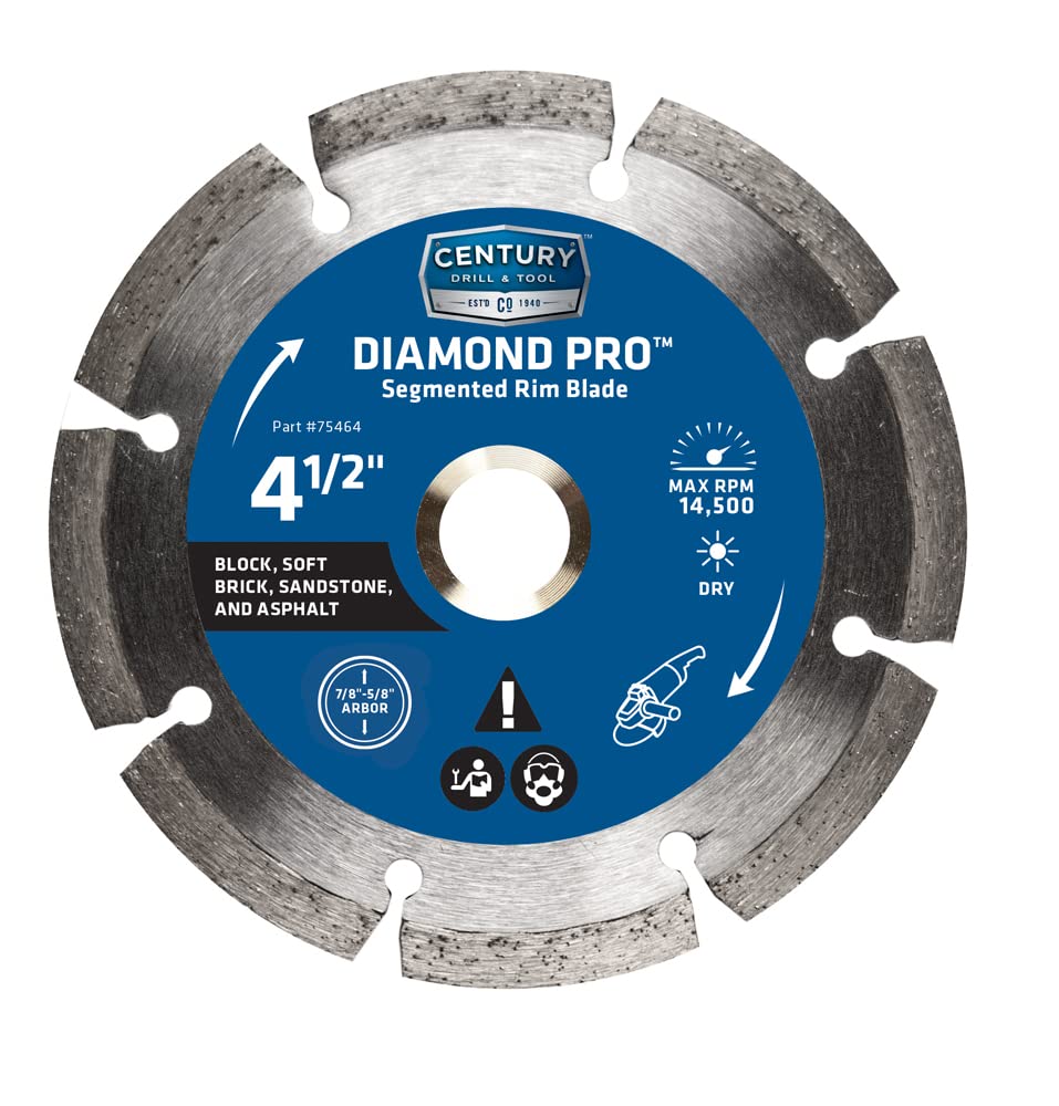 Century Drill & Tool 75464 4-1/2 Inch Professional Segmented Diamond Saw Blade – 7/8