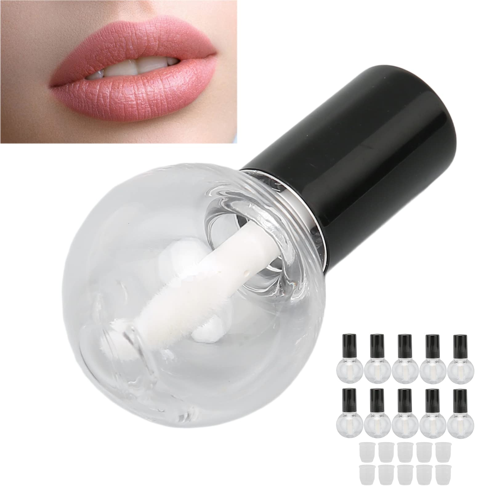 10Pcs 5ml Empty Lip Gloss Tubes - Cute Ball Shaped Refillable Plastic Containers for DIY Lip Gloss, Eyelash Growth Oil & Mascara - Reusable Travel-Friendly Bottles for Home, Salon & On-the-Go Makeup Touch Ups