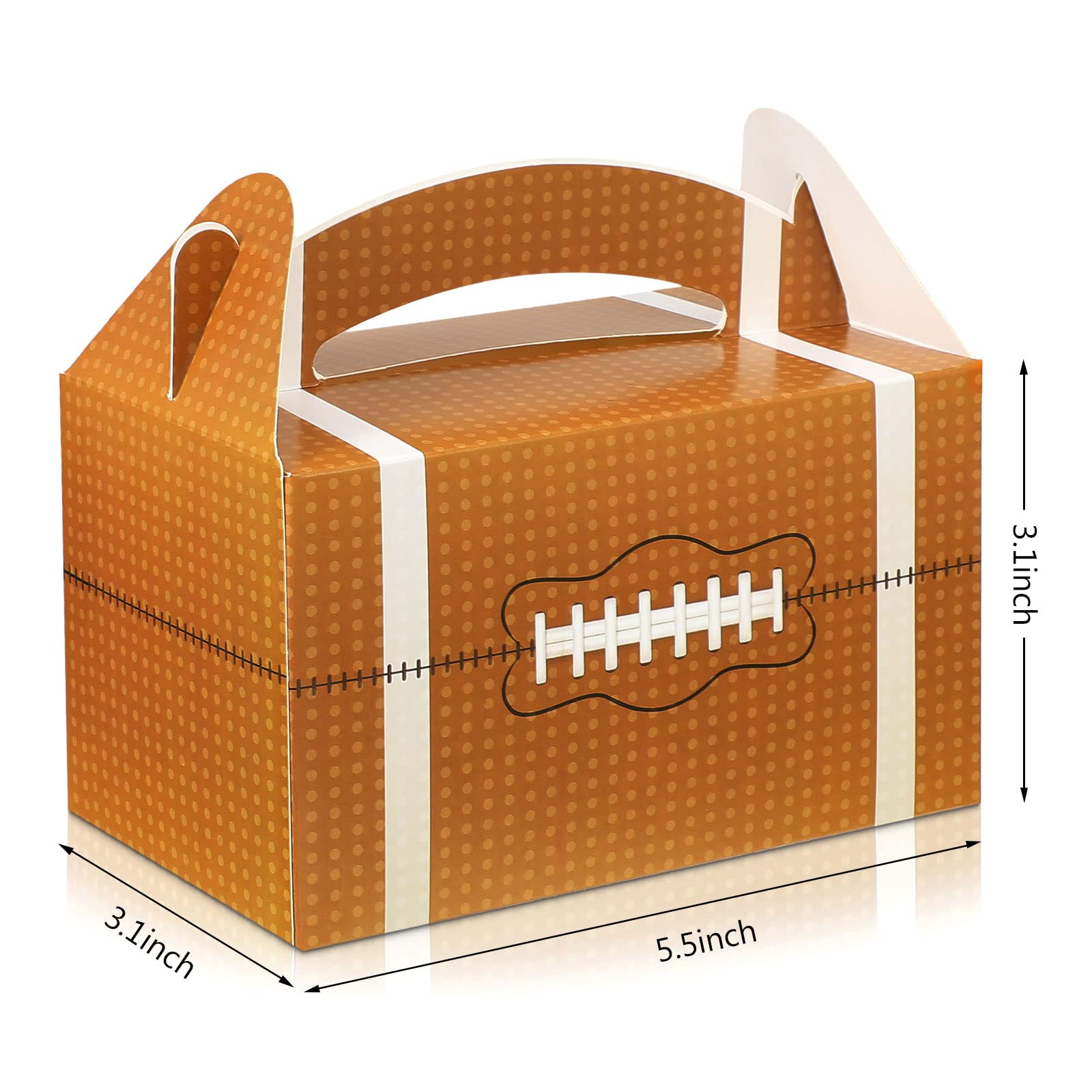 Marspark 30-Piece Football Themed Treat Boxes - Brown Cardboard Snack Containers with Handles for Football Party Decorations, Rugby Game Snacks & Sports Themed Events - Perfect for Tailgating, Birthday Parties & Team Celebrations