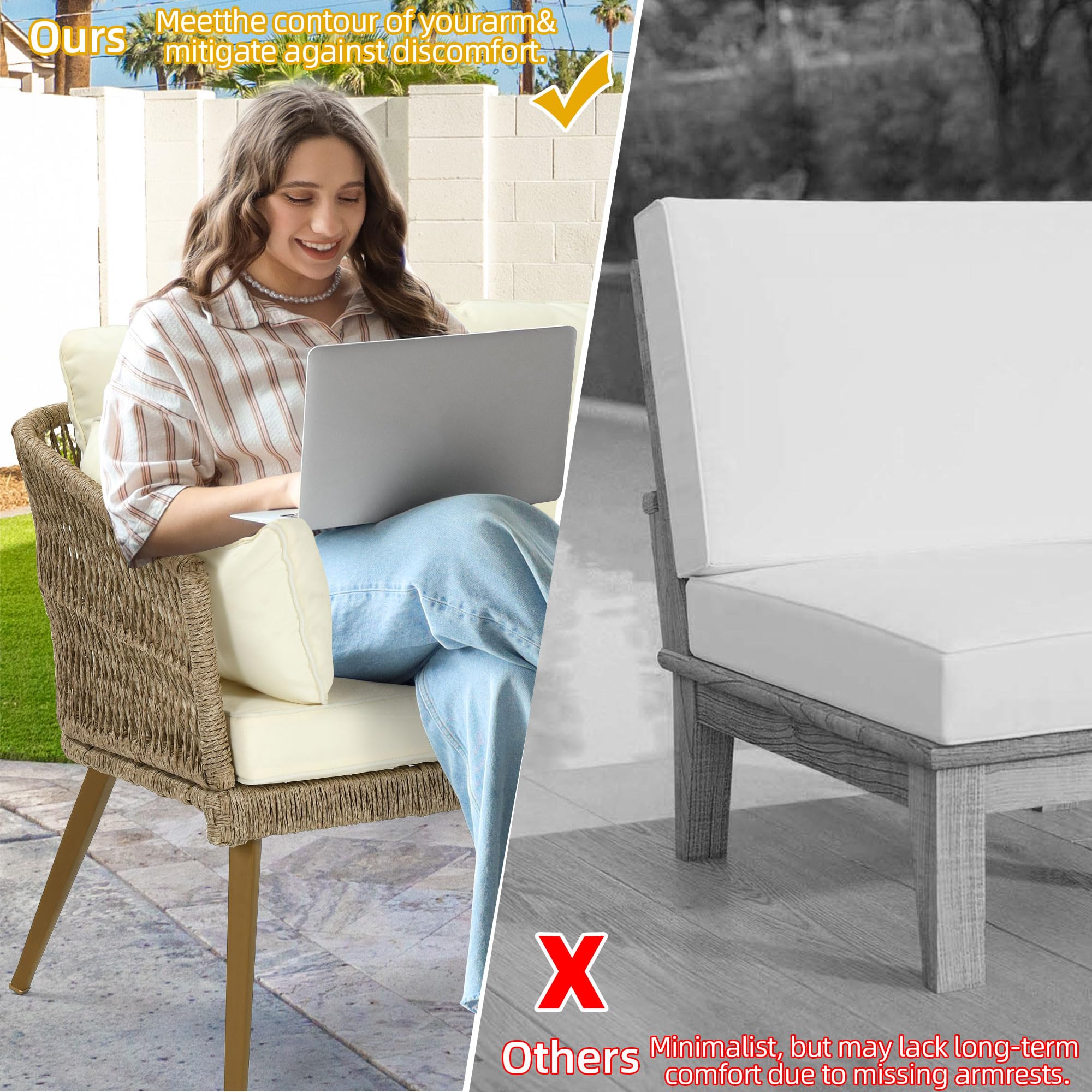 DWVO All-Weather Wicker Loveseat with Cushions - Outdoor Patio 2-Seater Sofa Set with Lumbar Pillows - Durable Rattan Furniture for Garden, Balcony, Deck & Poolside (Beige) | Perfect for Relaxing, Entertaining & Creating Cozy Outdoor Spaces
