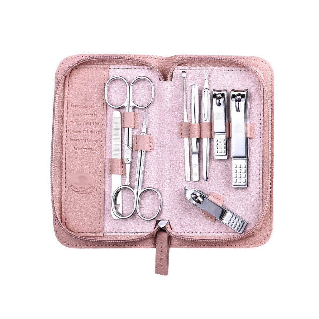 TOMYEUS Professional 9-Piece Stainless Steel Nail Clipper Kit - Manicure & Pedicure Set with Nail Scissors for Home & Travel Grooming (Pink)