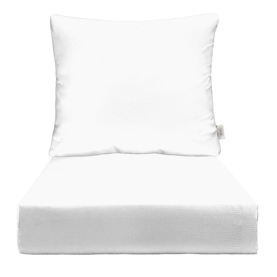 Sunbrella Canvas Deep Seating Pillow Back Chair Cushion Set - Neutral Colors, Waterproof & UV Resistant Outdoor Furniture Cushions for Patio, Poolside & Garden Lounge Chairs