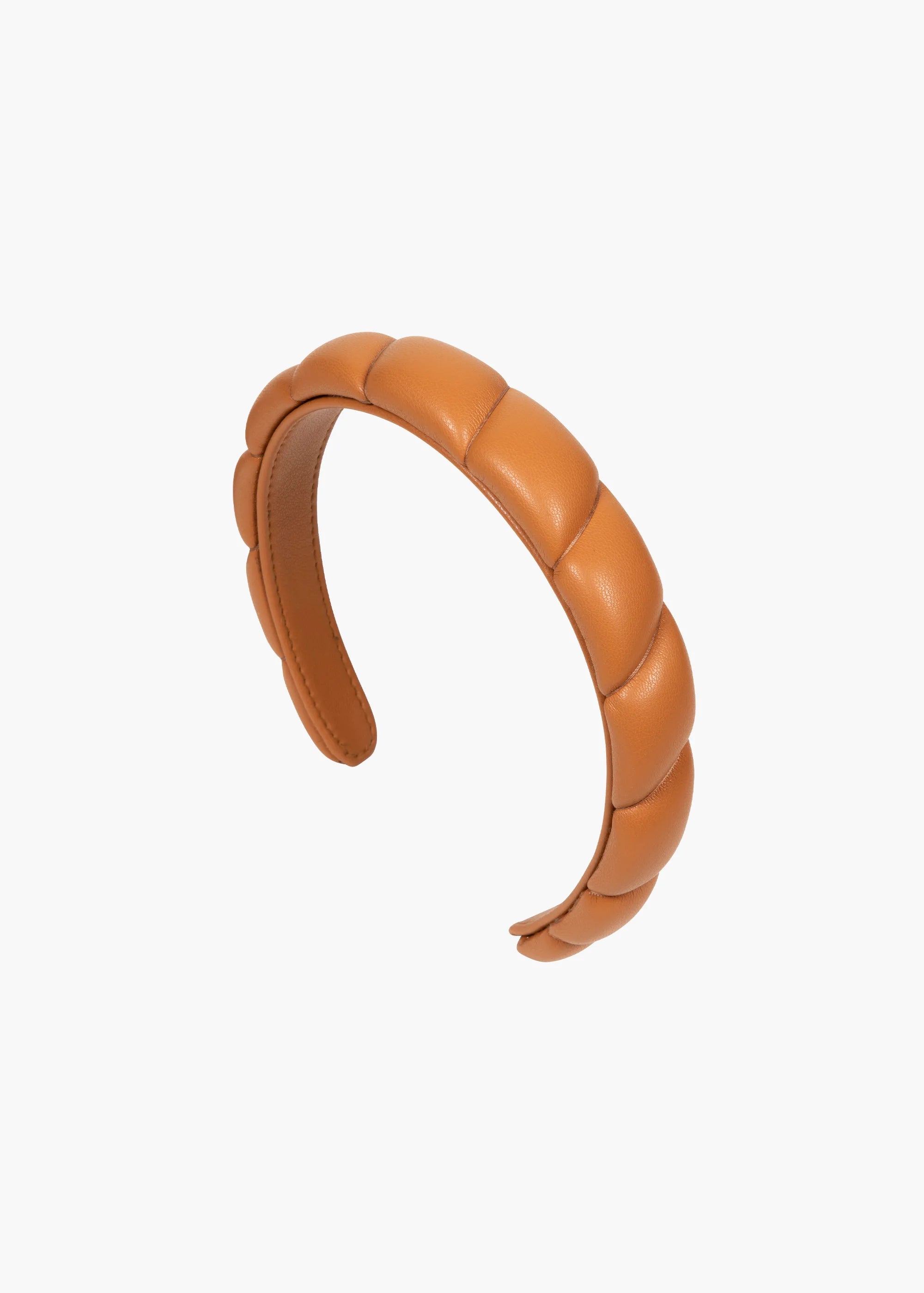 Hadley Quilted Leather Headband in Saddle Brown - Elegant Hair Accessory for Women | Perfect for Work, Weddings & Everyday Style