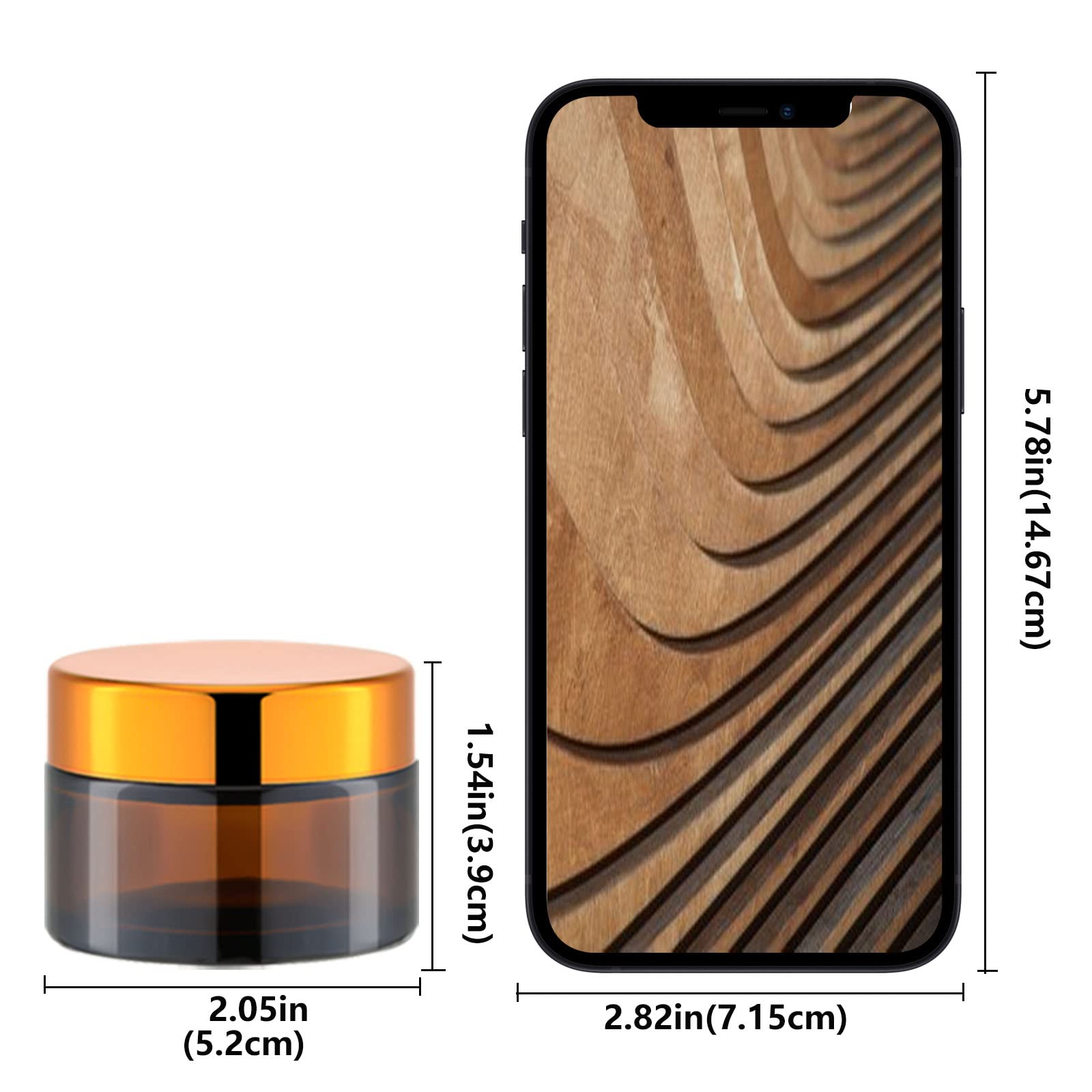 IRON BILL 1 Oz Amber Round Glass Jars with Inner Liners & Gold Lids (12 Pack) - Empty Refillable Cosmetic Containers for Creams, Lotions, Ointments, Body Scrubs & Balms - Perfect for DIY Skincare, Essential Oils & Travel Size Products