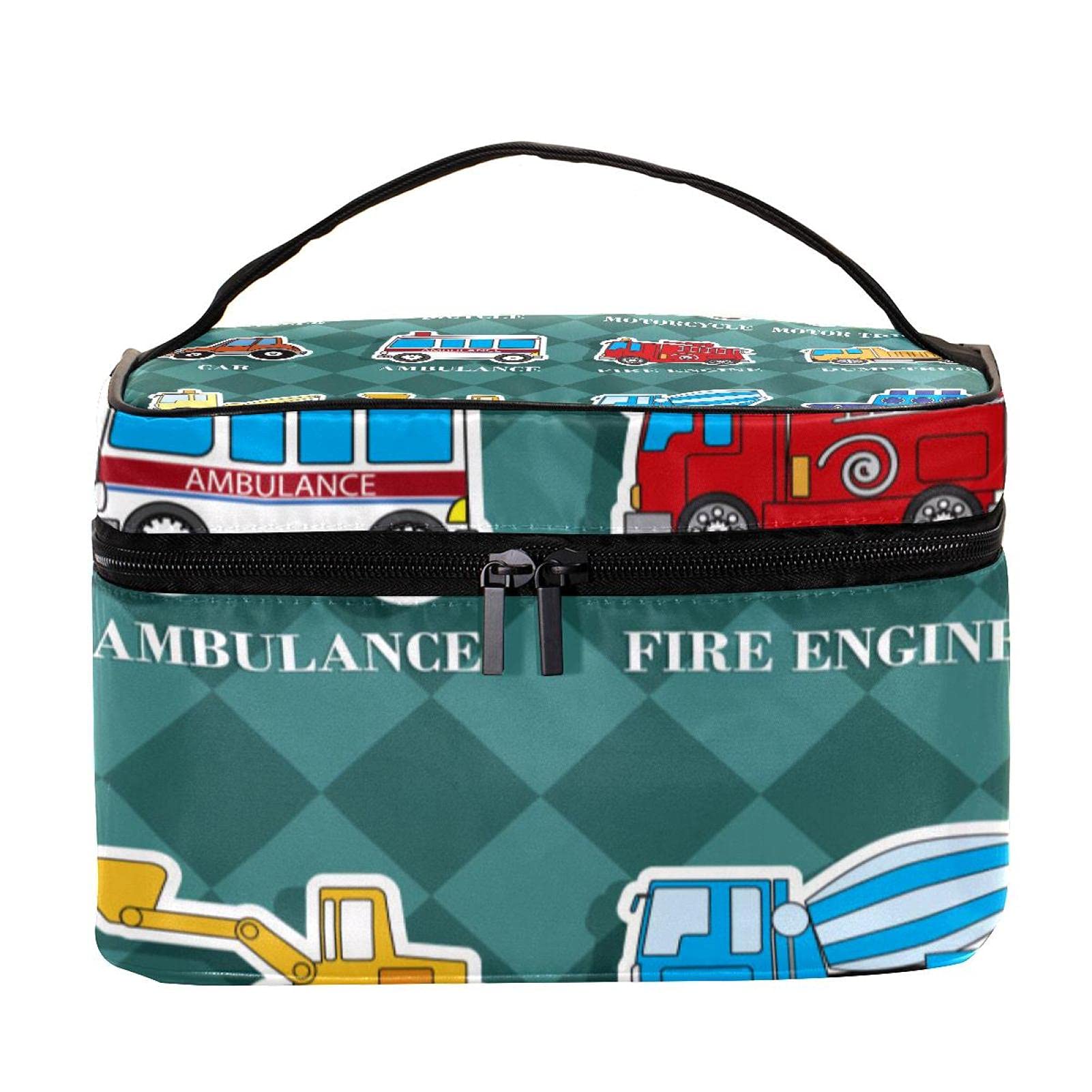 Stylish Green Pattern Travel Makeup Bag - Large Cosmetic Organizer with Zipper for Women & Girls | Perfect for Cars, Trucks & On-the-Go Beauty Essentials