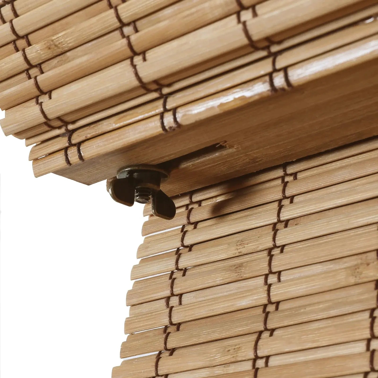 Sybil Bamboo Roman Shade in Flax - Natural Eco-Friendly Window Treatment for Living Room & Bedroom